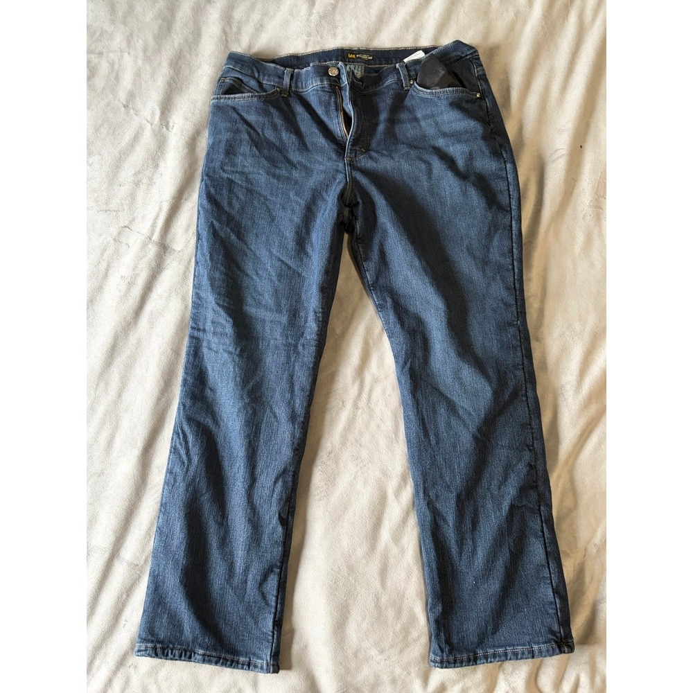 Lee Relaxed Fit Straight Leg Mid Rise Fleece Lined Jeans Dark Wash‎
